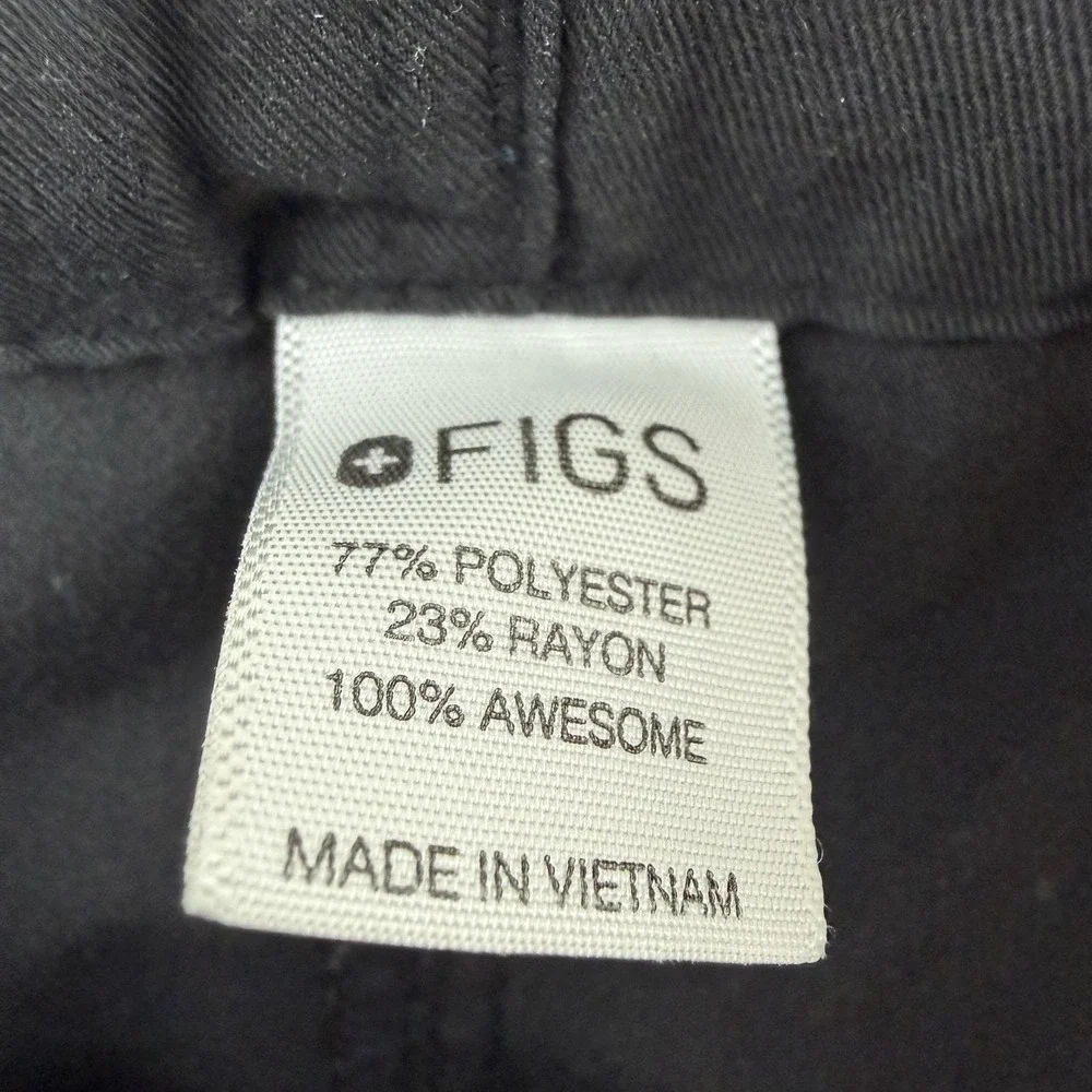 FIGS Scrub Pants Mens XS Black Cargo Elastic Waist Drawstring‎ Pockets Medical